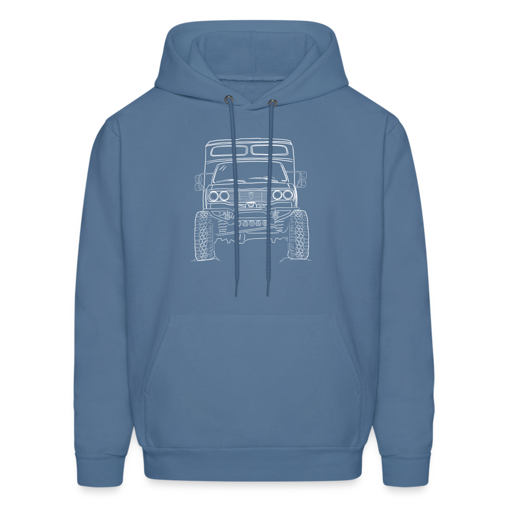 Hand Drawn Chinook Hoodie Full Front & Back - denim blue
