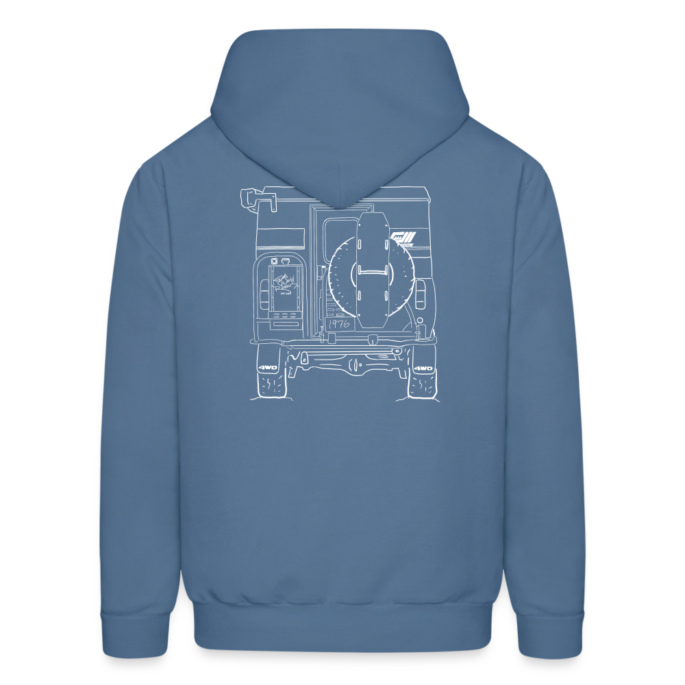 Hand Drawn Chinook Hoodie Full Front & Back - denim blue